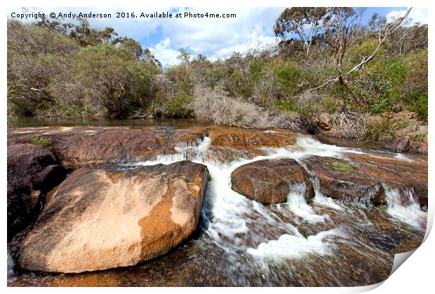 Hovea Falls Western Australia Print by Andy Anderson