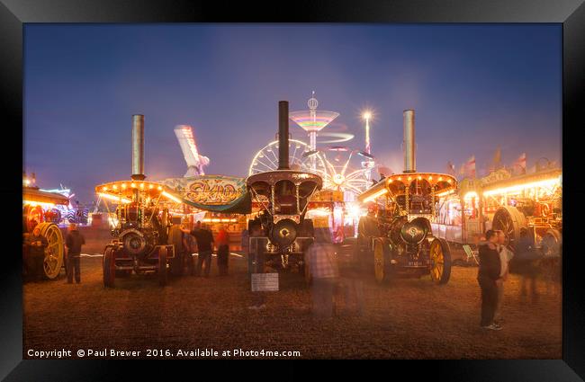 Nighttime at the Great Dorset Steam Fair 2016 Framed Print by Paul Brewer