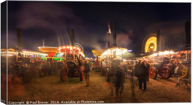 After dark at the Great Dorset Steam Fair 2016 Canvas Print by Paul Brewer