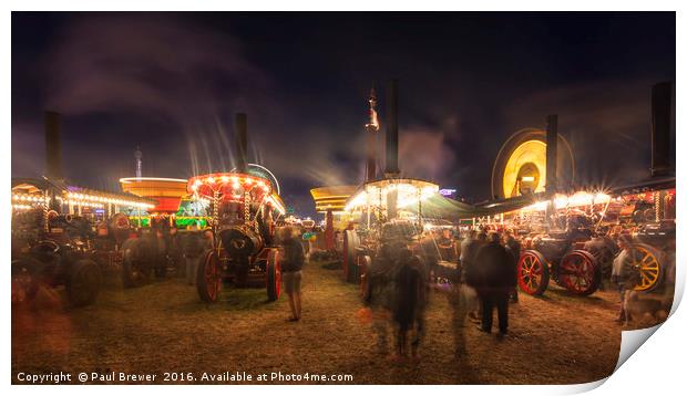 After dark at the Great Dorset Steam Fair 2016 Print by Paul Brewer