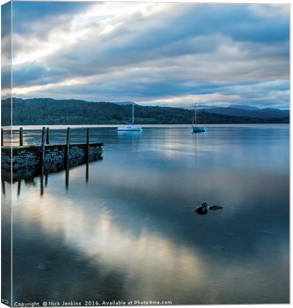 Cloud Reflections on Lake Windermere Lake District Canvas Print by Nick Jenkins