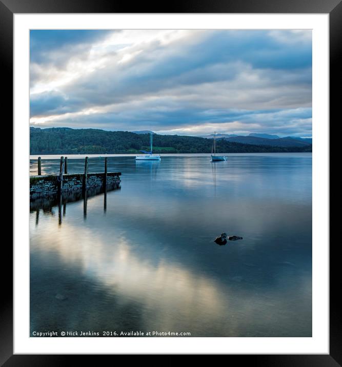 Cloud Reflections on Lake Windermere Lake District Framed Mounted Print by Nick Jenkins