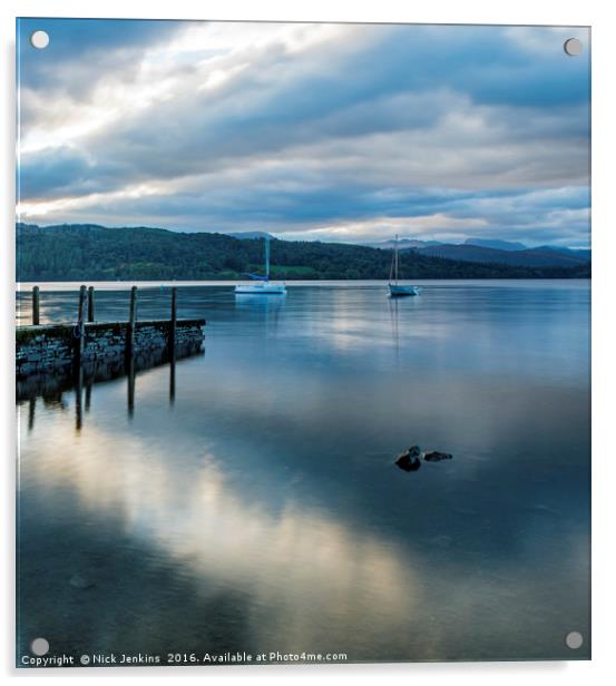 Cloud Reflections on Lake Windermere Lake District Acrylic by Nick Jenkins