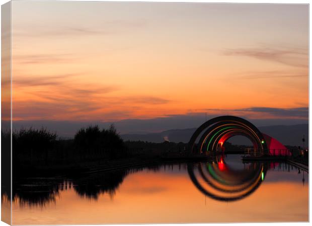 Falkirk Wheel at sunset. Canvas Print by Tommy Dickson