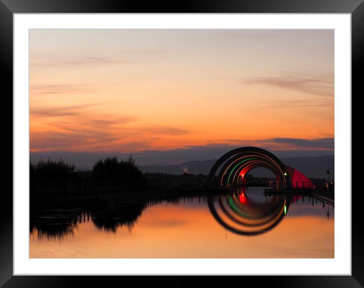 Falkirk Wheel at sunset. Framed Mounted Print by Tommy Dickson