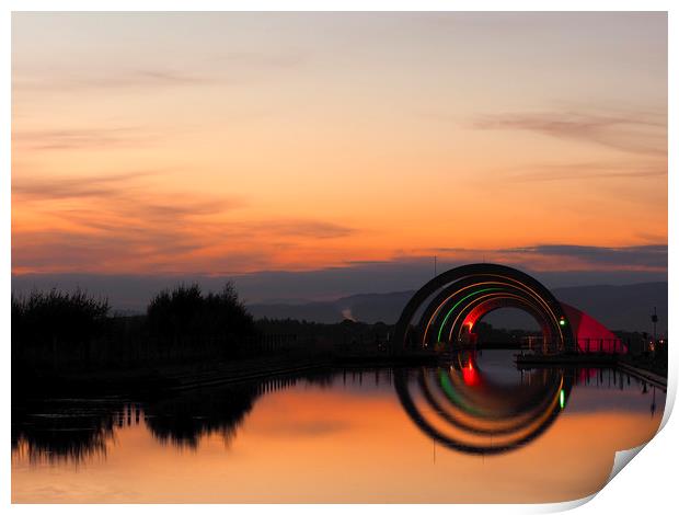 Falkirk Wheel at sunset. Print by Tommy Dickson