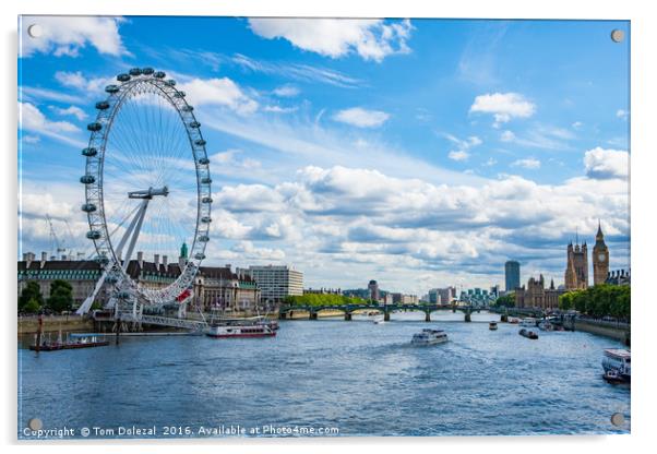 London scene along the Thames Acrylic by Tom Dolezal