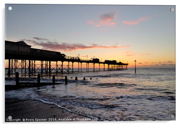 Sunrise at Teignmouth Pier Acrylic by Rosie Spooner