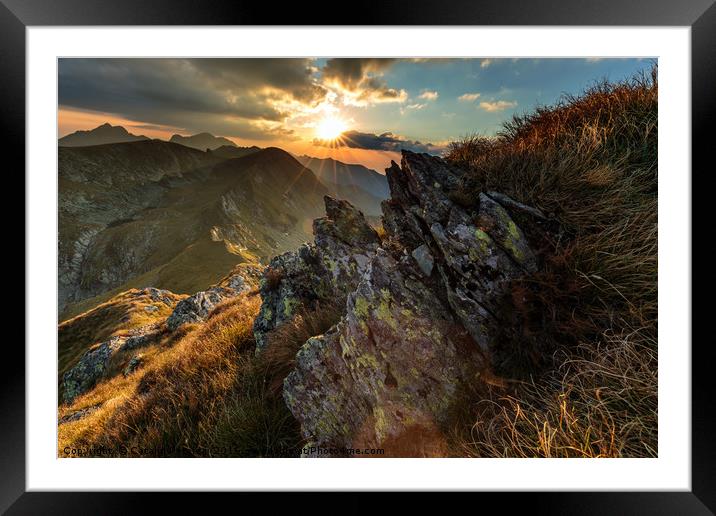 Mountain range at sunset Framed Mounted Print by Ragnar Lothbrok