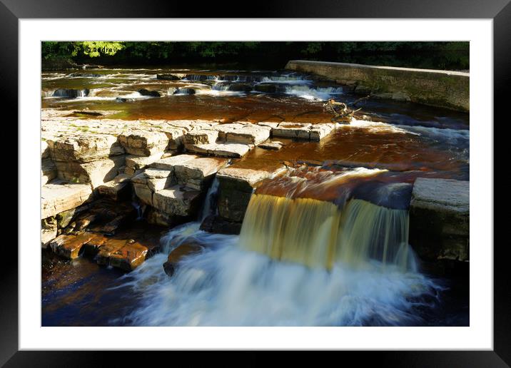SWALES FALLS Framed Mounted Print by andrew saxton