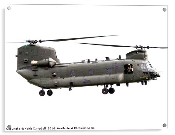 RAF Chinook ZD574 sideview Acrylic by Keith Campbell
