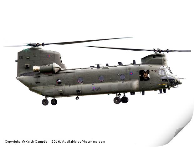 RAF Chinook ZD574 sideview Print by Keith Campbell