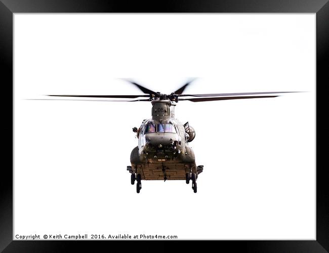 RAF Chinook ZD574 hovering Framed Print by Keith Campbell