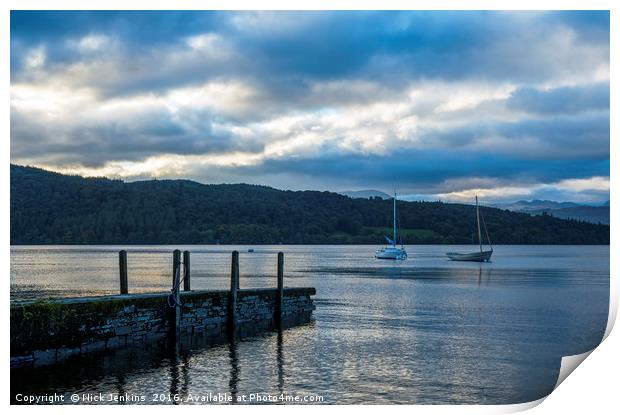 Evening on Lake Windermere Print by Nick Jenkins