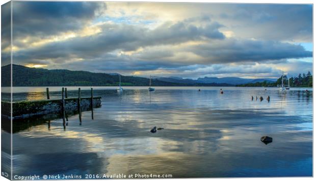 Lake Windermere with Cloud Reflections Cumbria Canvas Print by Nick Jenkins
