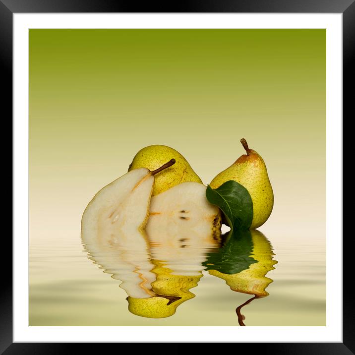 Fresh Pears Fruit Framed Mounted Print by David French
