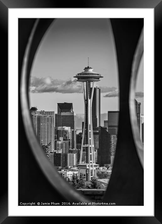 Seattle Skyline Framed Mounted Print by Jamie Pham