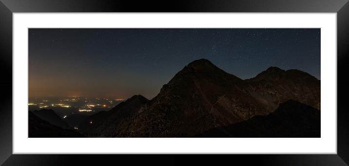 Mountains and stars above at night Framed Mounted Print by Ragnar Lothbrok