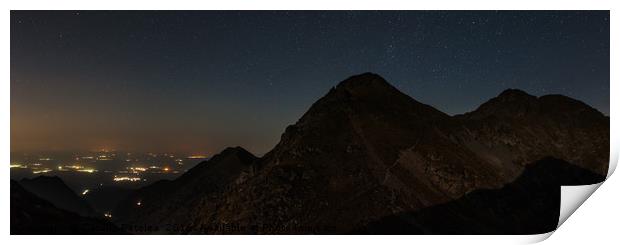 Mountains and stars above at night Print by Ragnar Lothbrok