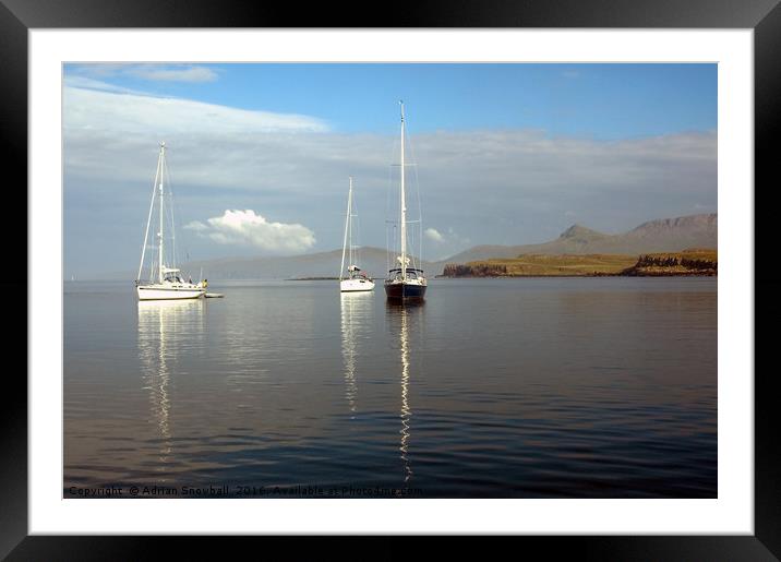 Yachts at anchor in Canna Harbour Framed Mounted Print by Adrian Snowball