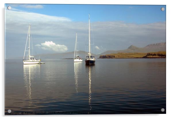 Yachts at anchor in Canna Harbour Acrylic by Adrian Snowball