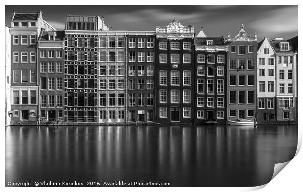 Canal Houses in Amsterdam Print by Vladimir Korolkov