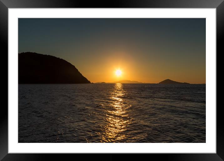 Sun Rise over Aegean islands Framed Mounted Print by George Cairns