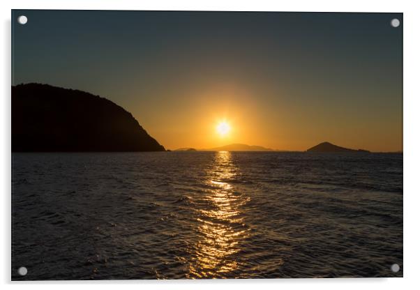 Sun Rise over Aegean islands Acrylic by George Cairns