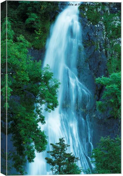 FALLING WATER AT ABER FALLS  Canvas Print by andrew saxton