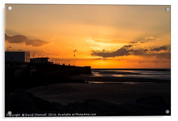 New Brighton Sunset Acrylic by David Chennell