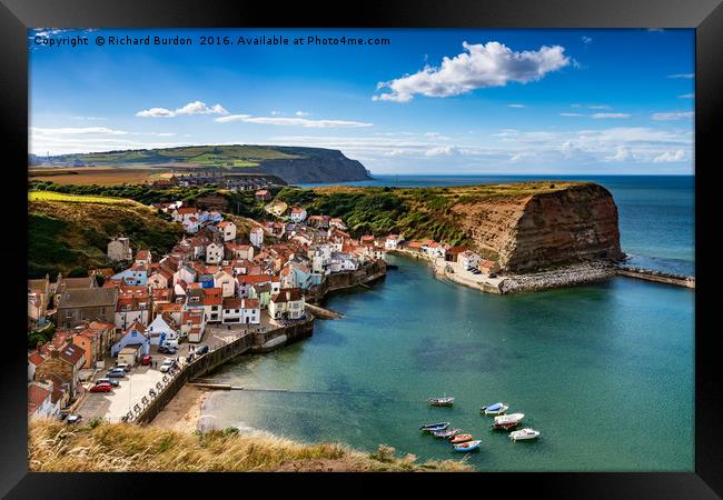 Staithes From Penny Nab Framed Print by Richard Burdon