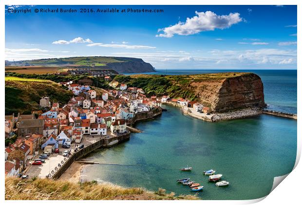 Staithes From Penny Nab Print by Richard Burdon