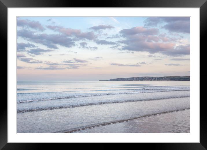 Tranquil evening at Filey Bay, North Yorkshire Framed Mounted Print by Andrew Kearton