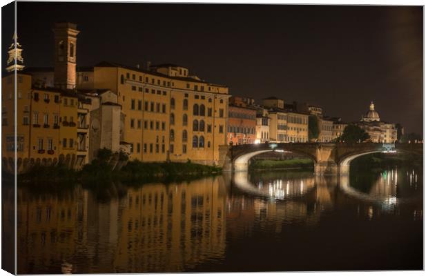 River Arno, Florence by Night Canvas Print by Colin Allen