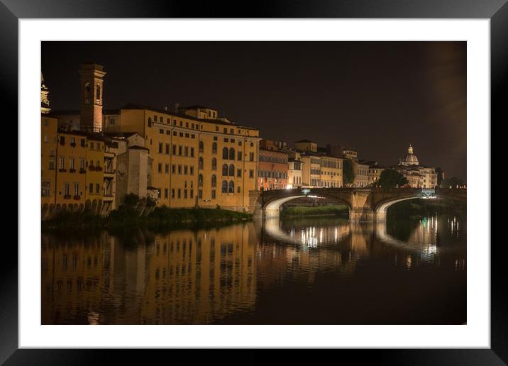 River Arno, Florence by Night Framed Mounted Print by Colin Allen
