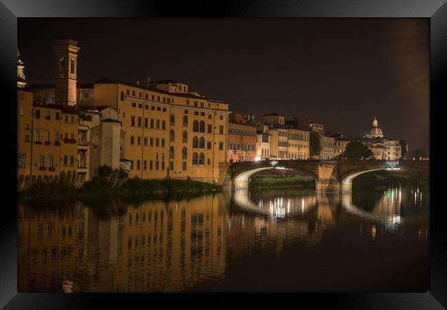 River Arno, Florence by Night Framed Print by Colin Allen