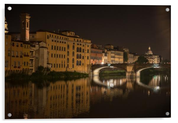River Arno, Florence by Night Acrylic by Colin Allen