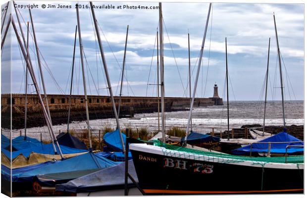 Tynemouth Pier and sailing boats Canvas Print by Jim Jones