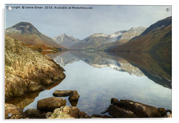 Wastwater Reflections Acrylic by Jamie Green