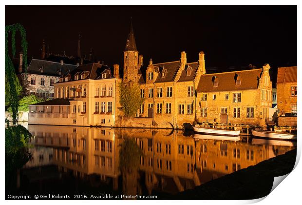 Bruges night scene Print by Gwil Roberts