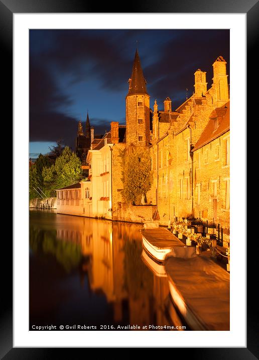 Bruges night portrait Framed Mounted Print by Gwil Roberts