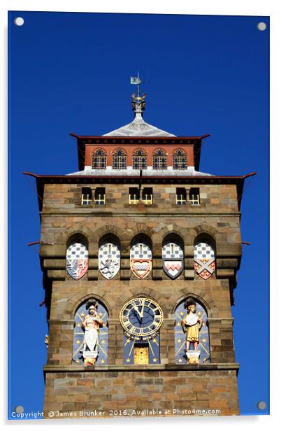 Cardiff Castle Clock Tower Acrylic by James Brunker