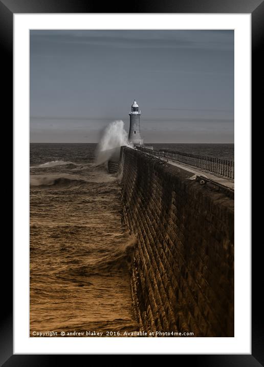 Tynemouth waves Framed Mounted Print by andrew blakey