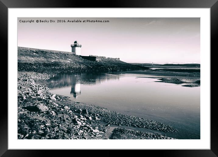 Burry Port Lighthouse. Framed Mounted Print by Becky Dix