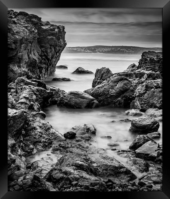 Rocky Coast Black and White Framed Print by Nigel Jones
