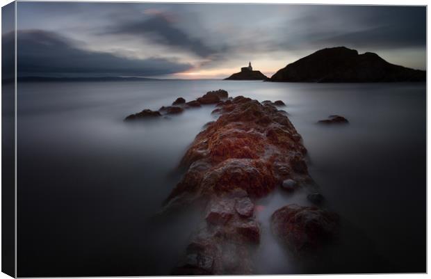 Mumbles lighthouse at daybreak Canvas Print by Leighton Collins