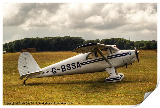 Luscombe 8E Deluxe 2 seater plane Print by Chris Day