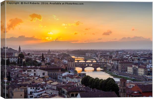 Sunset over Florence, Italy Canvas Print by Gwil Roberts