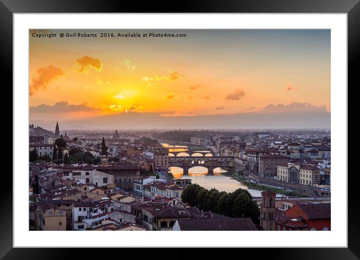 Sunset over Florence, Italy Framed Mounted Print by Gwil Roberts