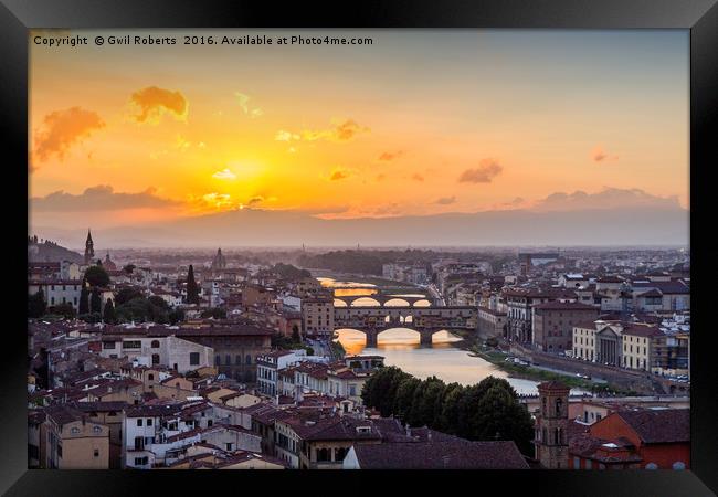 Sunset over Florence, Italy Framed Print by Gwil Roberts